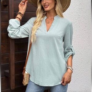 Mint Green Striped Women's Top